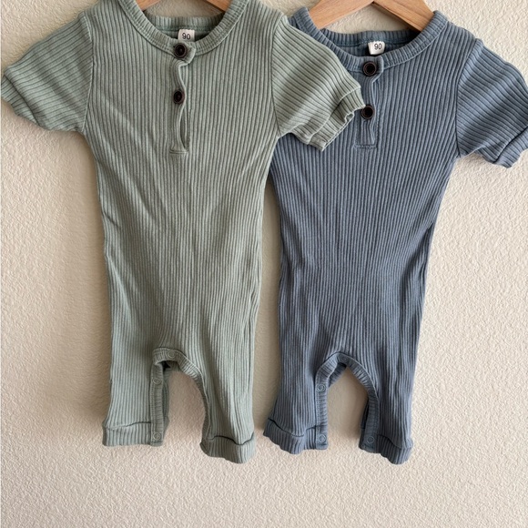 One Pieces | Ribbed Kids One Piece Set Green And Blue 36m | Poshmark